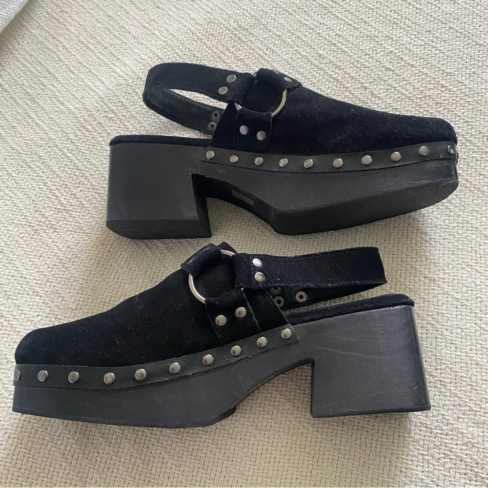 Nasty Gal Black Studded Mules
